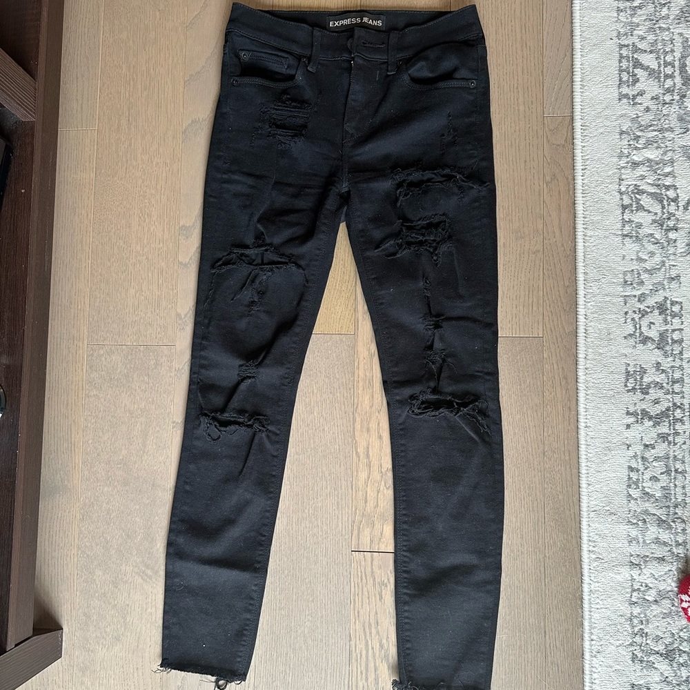Express Mid Rise Distressed Jeans